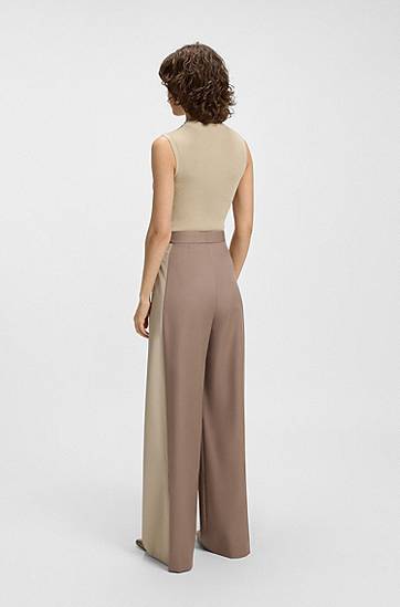 Hlače BOSS Regular-Fit Color-Block Trousers Bež | 50543410, 1