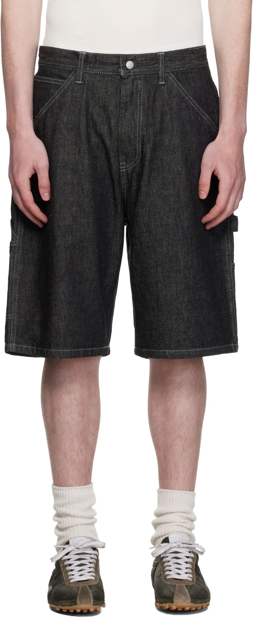 Kratke hlače Neighborhood Neighborhood Painter Denim Shorts Črna | 251AQNH-PTM04