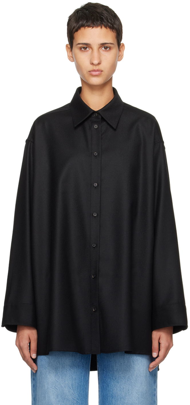 Srajce The Row Oversized Wool Shirt Črna | 5927-W2107