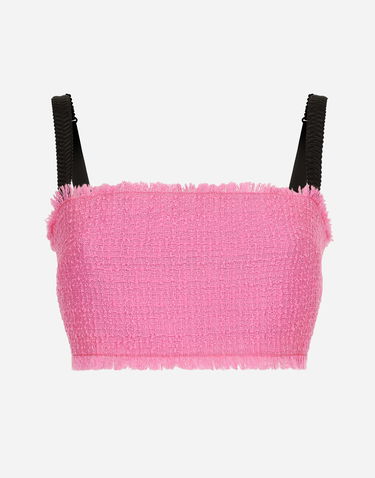 Majica brez rokavov Dolce & Gabbana Raschel Tweed Crop Top With Straps Roza | F79DATFMMHNF0758, 0