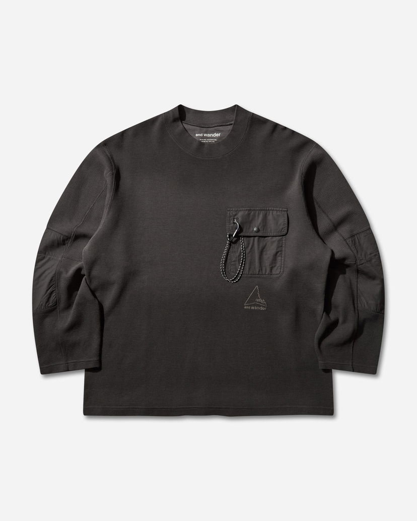 Srajce ROA Garment-Dyed Waffle Knit Long-Sleeve with Utility Chest Pocket Črna | 5745284539 10