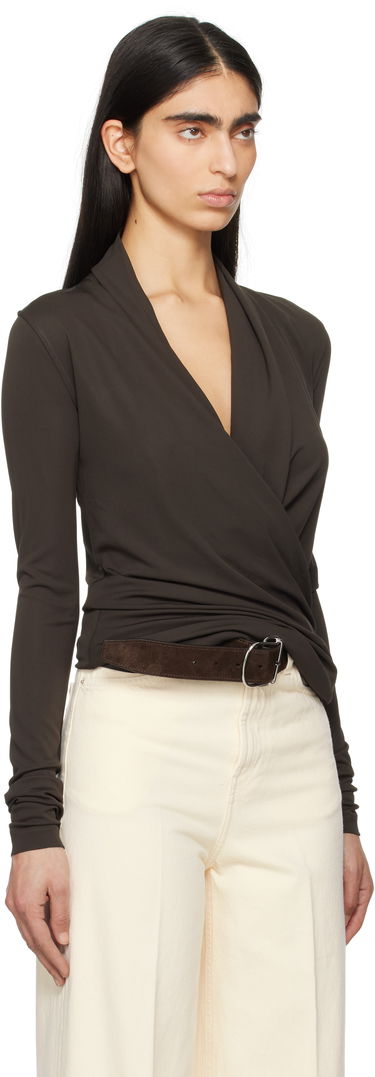 Pleteni pulover TOTEME TOTEME Overlapped Jersey Wrap Top Rjava | 252-WRT0443-FB0162, 1