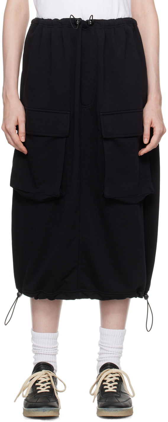 Krila Maison Margiela MM6 Black Flap Pocket Midi Skirt Črna | S52MI0015 S25606