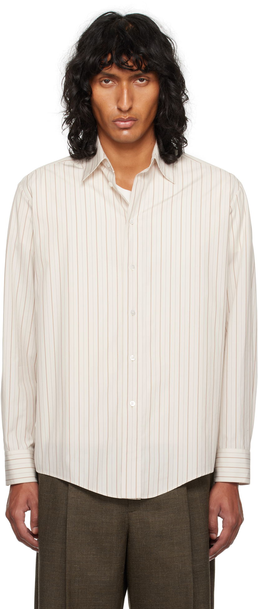 Srajce The Row Luigi Striped Shirt Bež | 805-W3498