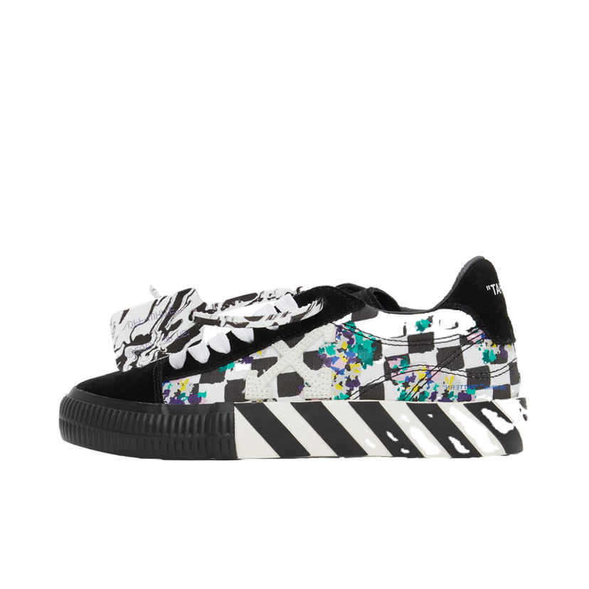 Superge in čevlji Off-White Black & White Check Low Vulcanized Sneakers Črna | OWIA178S21FAB0018410