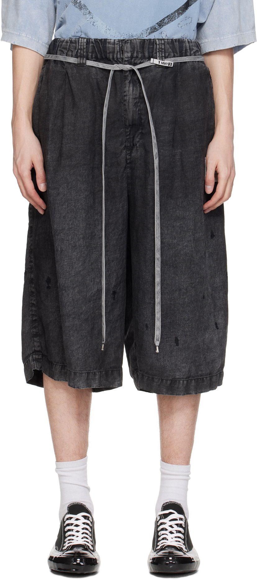 Kratke hlače Maison MIHARA YASUHIRO MMY Aged Linen Wide Shorts Črna | A14PT034