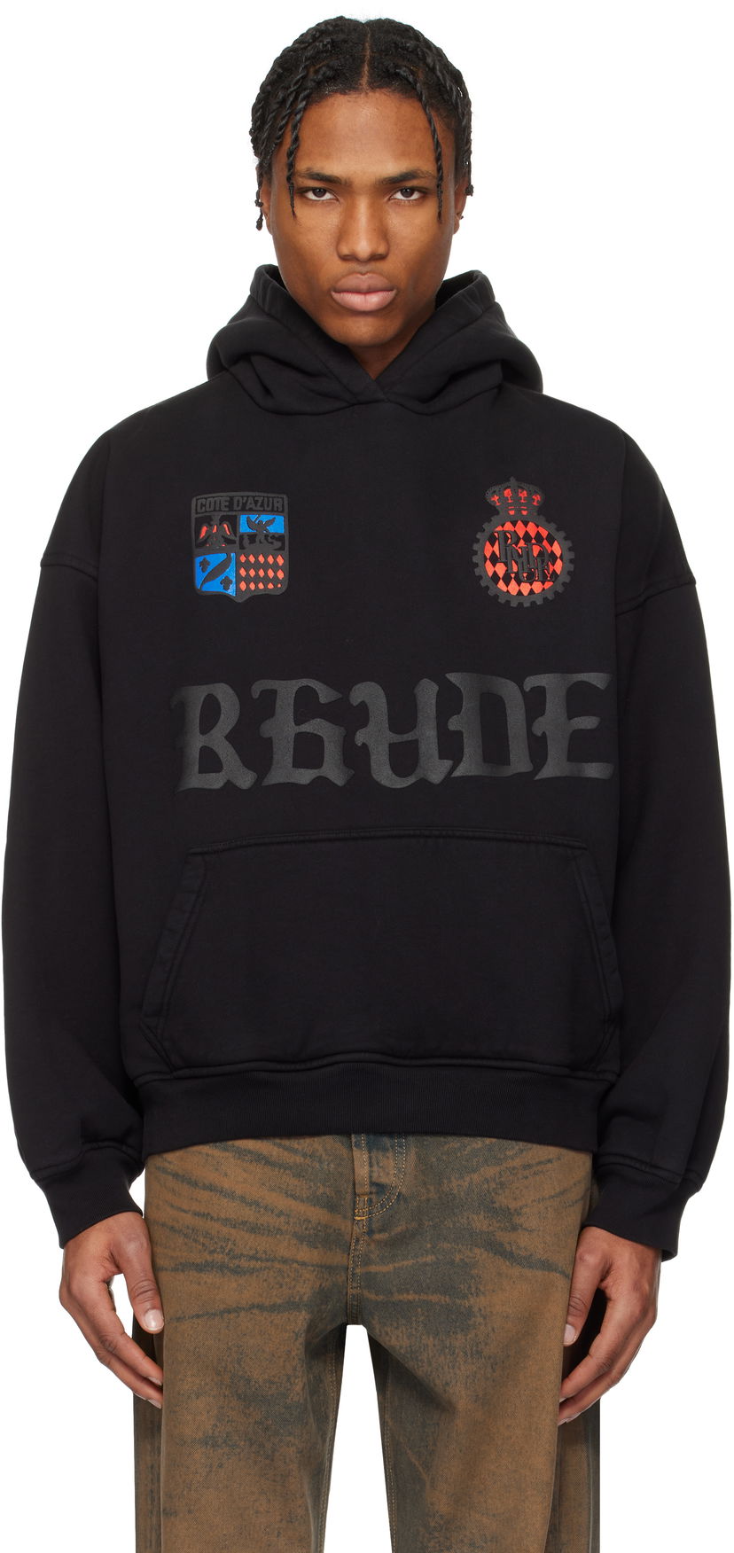 Pulover Rhude Rhude Crest Oversized Hoodie Črna | RHPS25HO03012