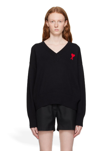 Pleteni pulover AMI Sweater Črna | UKS208.016