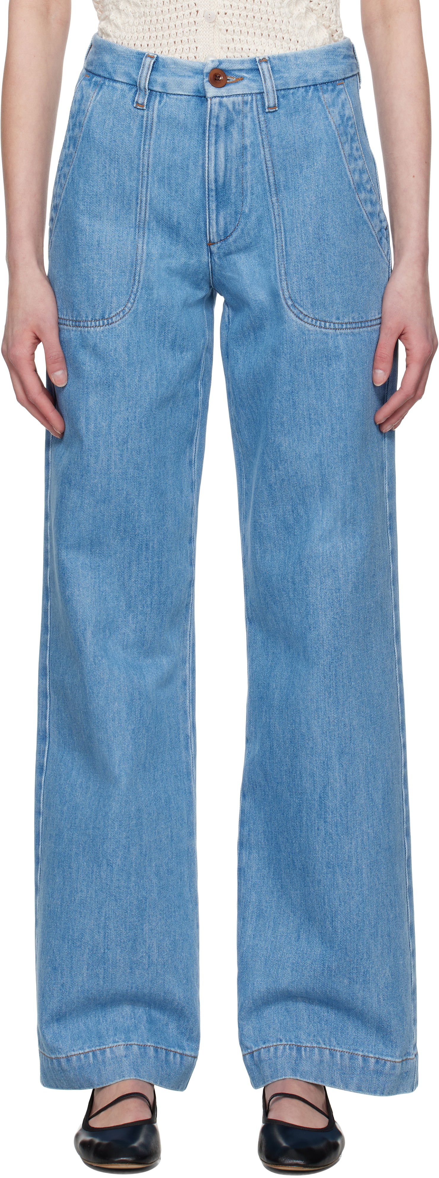 Kavbojke A.P.C. A.P.C. Seaside Wide-Leg Jeans Modra | COHEQ-F09085, 0