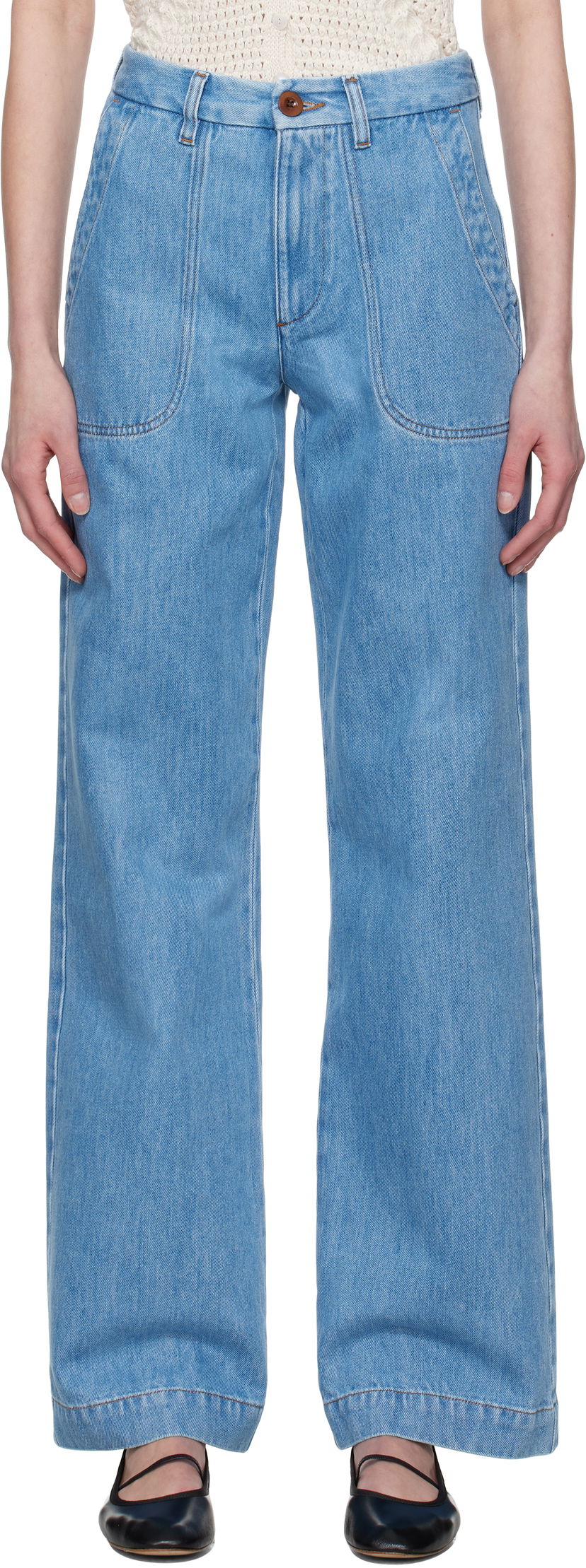 Kavbojke A.P.C. A.P.C. Seaside Wide-Leg Jeans Modra | COHEQ-F09085