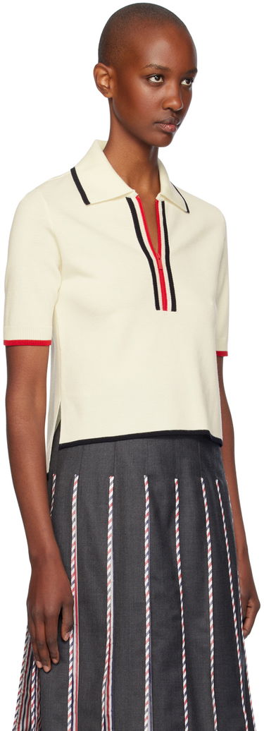 Polo majica Thom Browne Thom Browne Wool Zip Polo Bela | FKP109B-Y1037, 1