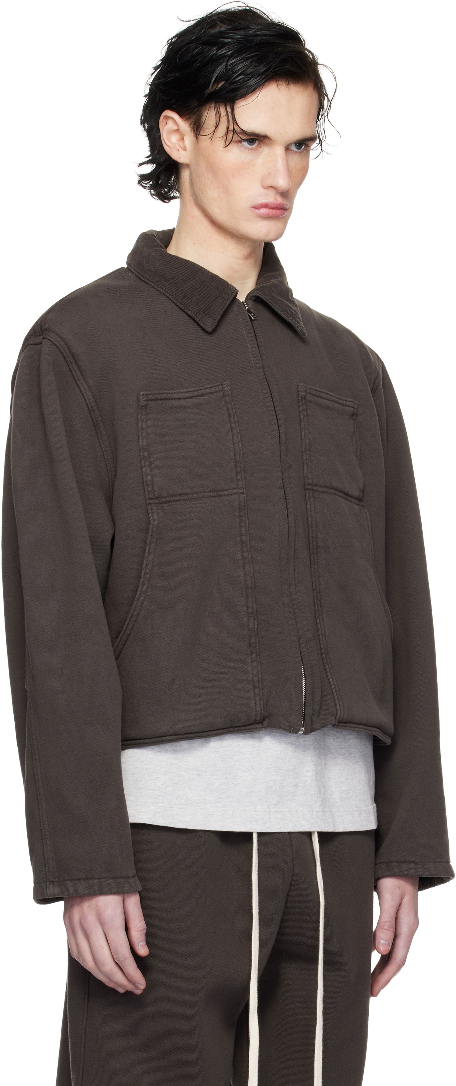 Pulover LES TIEN Utility Cropped Jacket Siva | CF-1097, 1