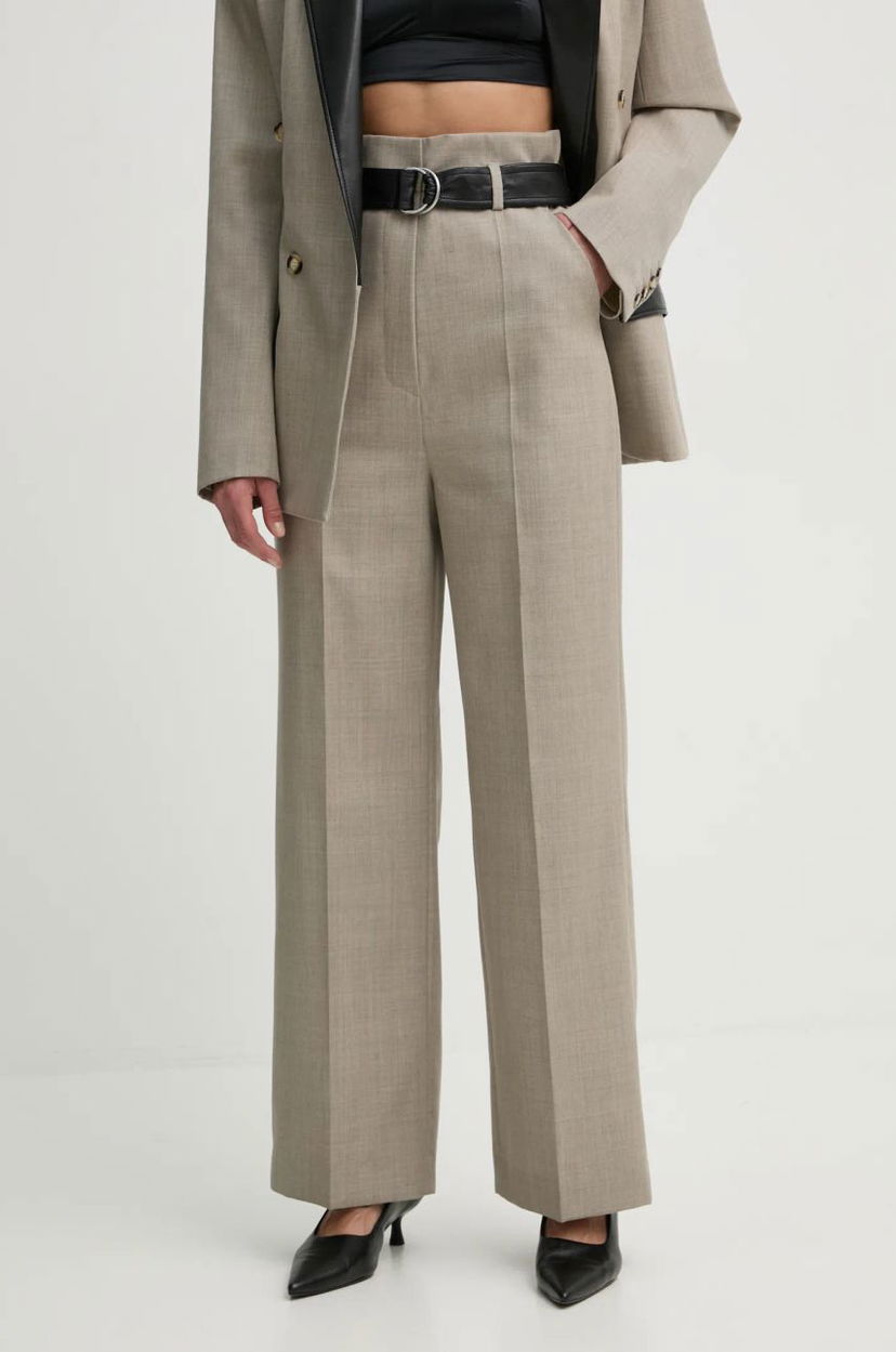 Hlače Nanushka High Waisted Wide Leg Dress Pants Bež | NW24FWPA37570