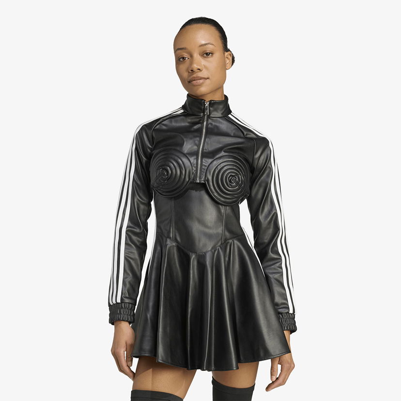 Obleke adidas Originals Jeremy Scott Faux Leather Track Dress Črna | JW0834