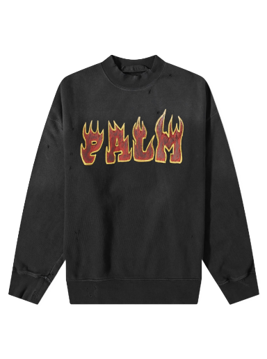 Pleteni pulover Palm Angels Flames Crewneck Zelena | PMBA065S23FLE0081025