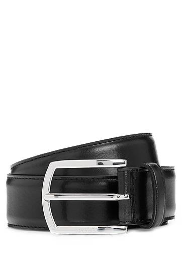 Pasovi BOSS Leather Belt with Branded Buckle and Full Lining Črna | 50529626