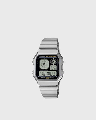 Ure CASIO Illuminator Digital Alarm Chronograph Water Resistant Watch Kovinski | A130WE-1AEF, 0