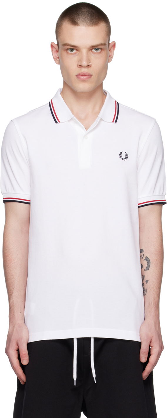 Polo majica Fred Perry Twin Tipped Polo Shirt Bela | 3600