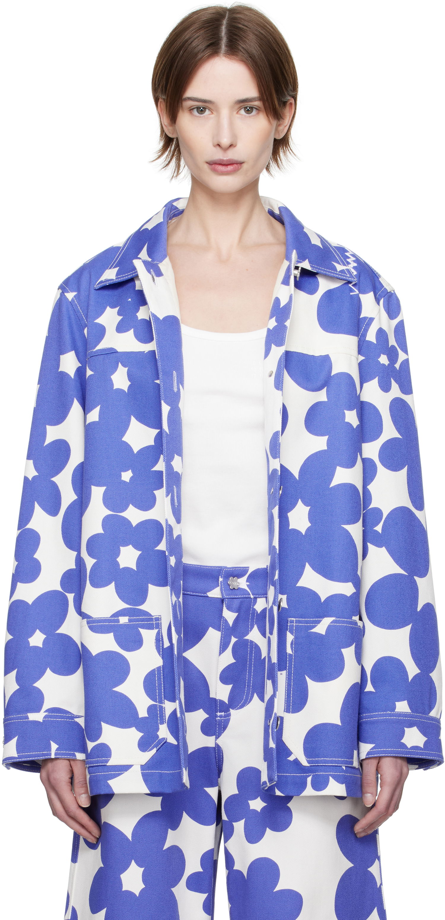 Jakna Marni Marni Dillies Print Jacket Modra | JKMA0347S0 UTC462, 0