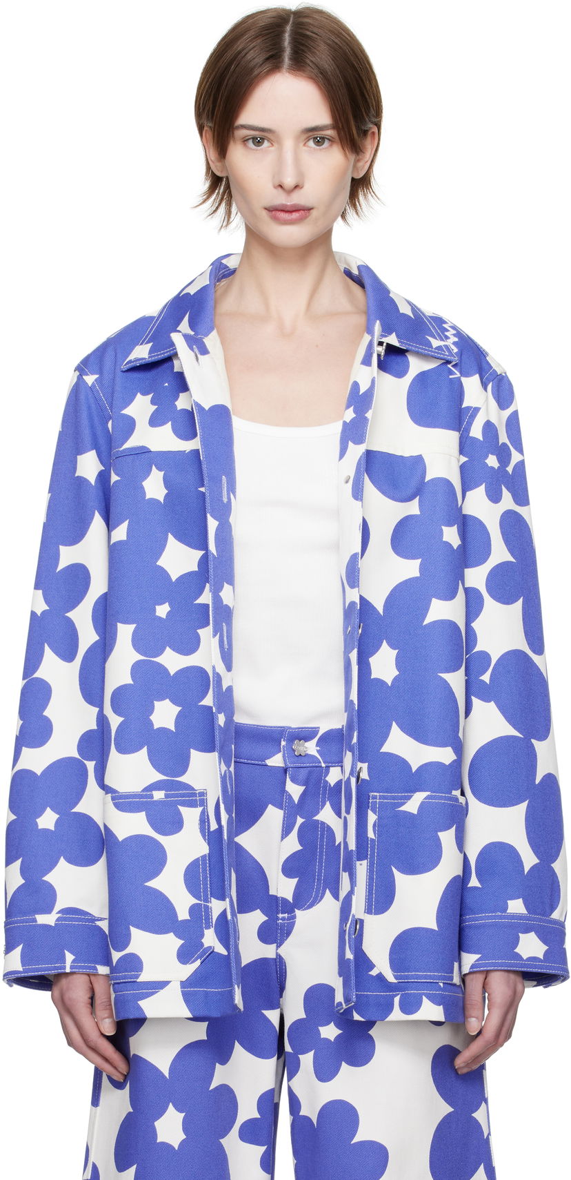Jakna Marni Marni Dillies Print Jacket Modra | JKMA0347S0 UTC462