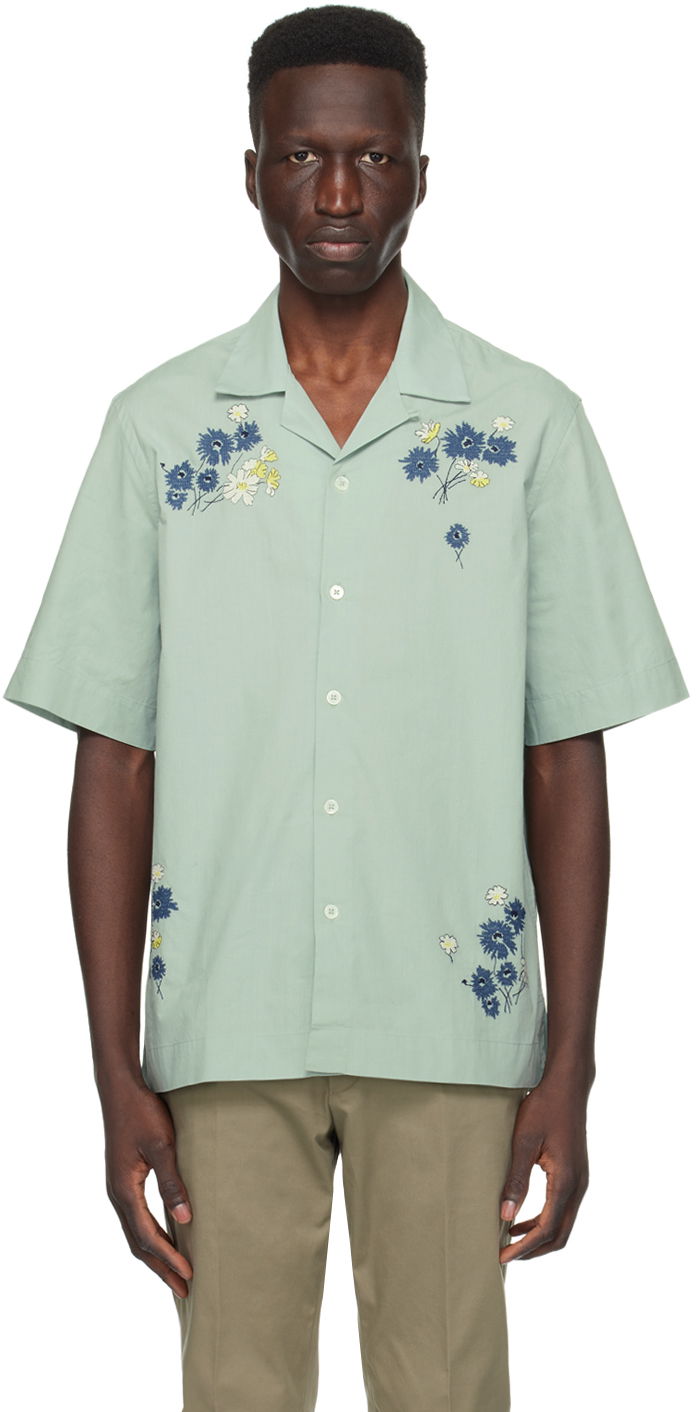 Srajce Paul Smith Paul Smith Embroidered Flowers Resort Shirt Zelena | M1R-905UE-M01592-33