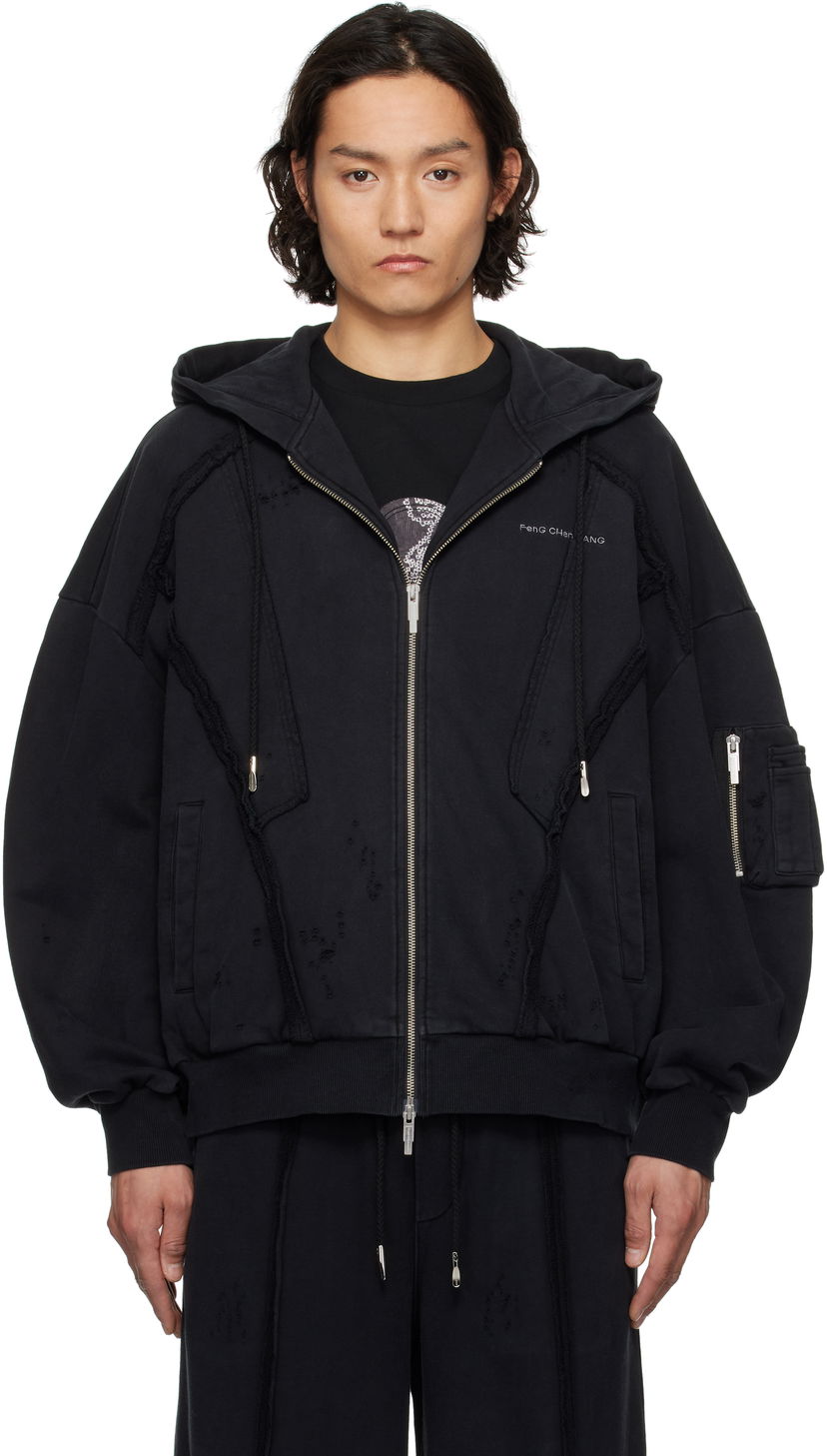 Pulover Feng Chen Wang Feng Chen Wang Deconstruction Zip-Up Hoodie Črna | FUS19HD01