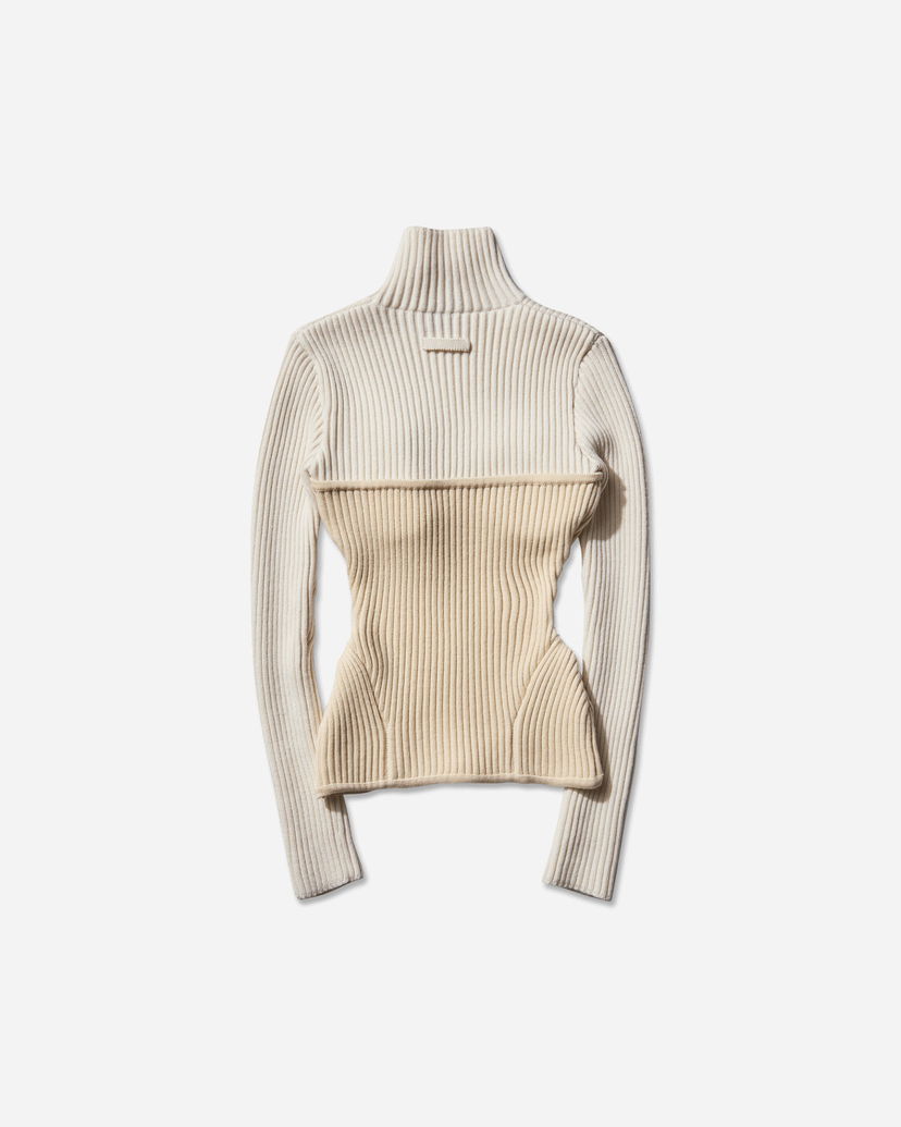 Pleteni pulover Jean Paul Gaultier Corset Turtleneck Sweater Bela | 2503WPO005K001 0103