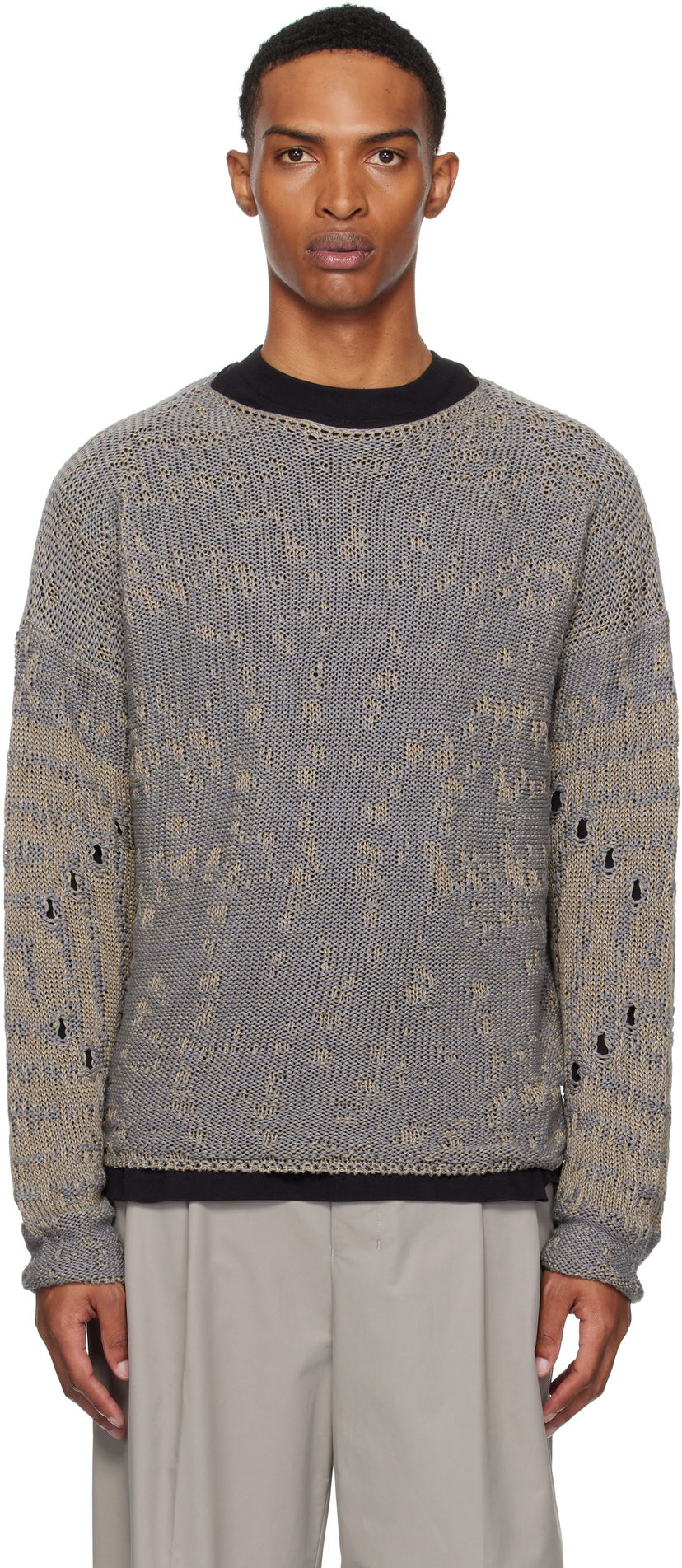 Pleteni pulover ROA ROA Vortex Crewneck Sweater Siva | RBMW0439YA62