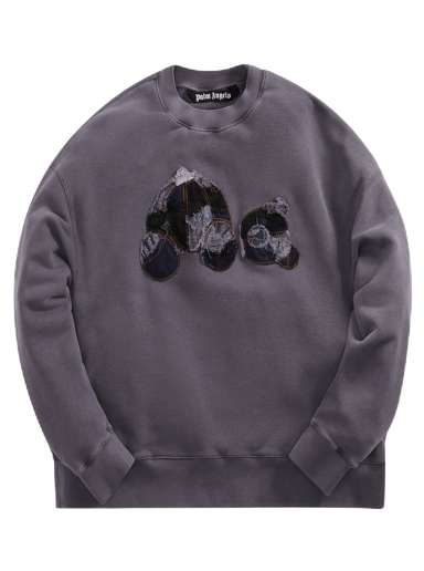 Pulover Palm Angels Patchwork Ripped Bear Crew Siva | PMBA026F22FLE0024940