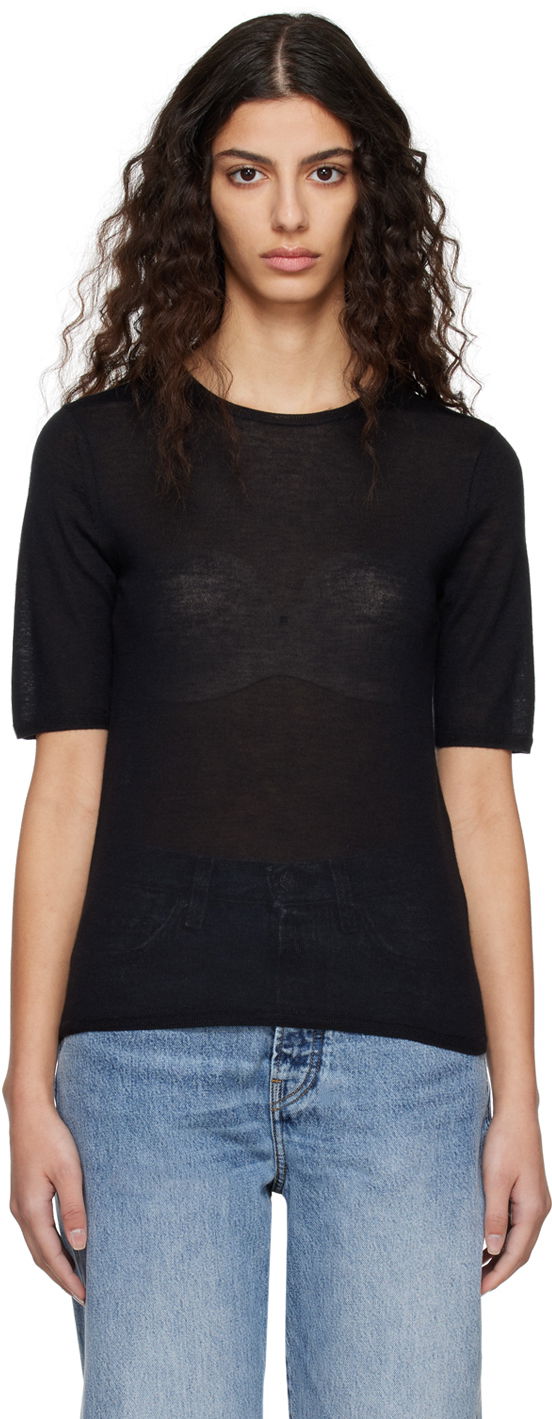 Pleteni pulover TOTEME TOTEME Crewneck T-Shirt Črna | 224-5122-339