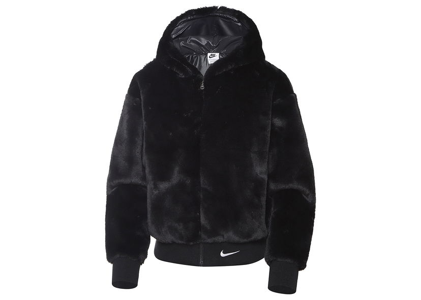 Jakna Nike Sportswear Essentials Faux Fur Jacket Black/White Črna | DD5116-010