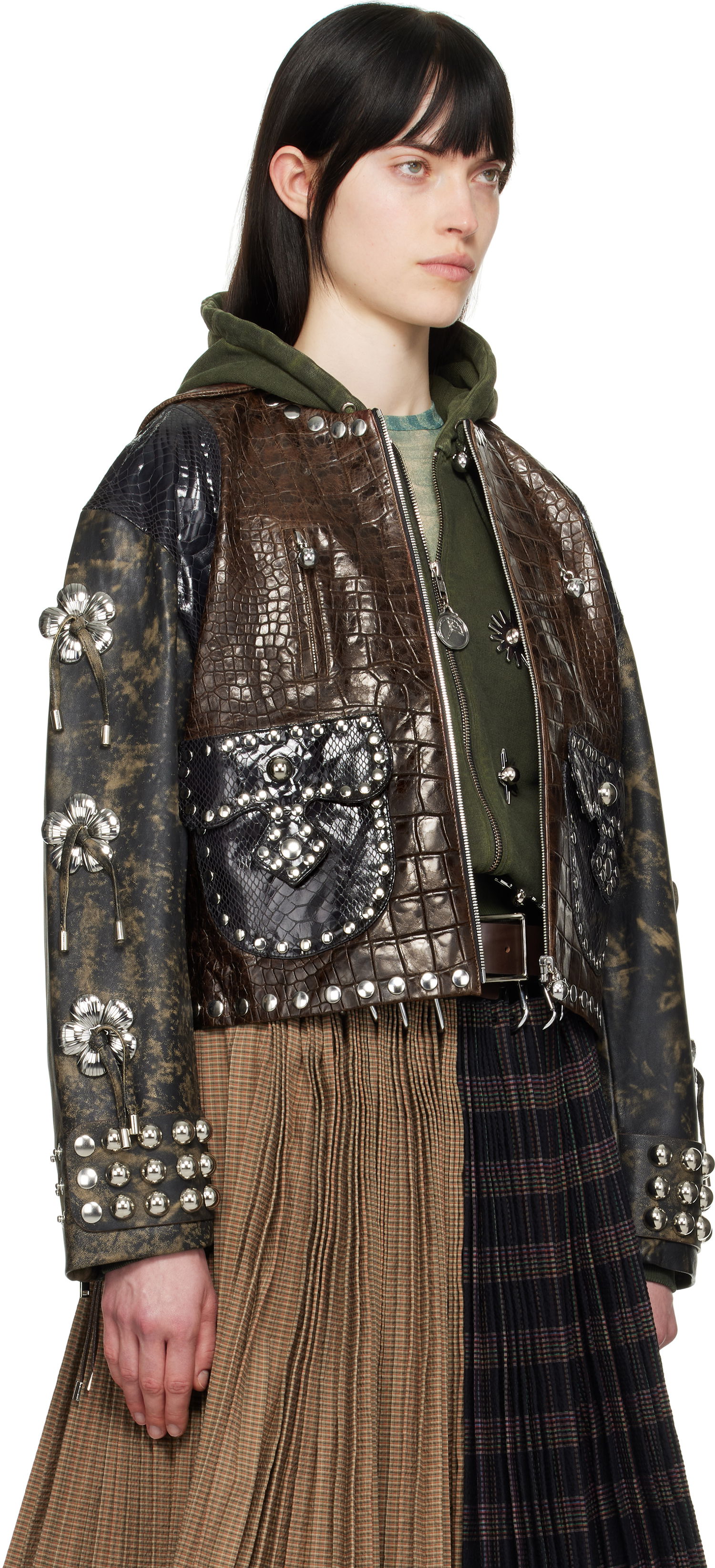 Jakna Chopova Lowena Chopova Lowena Afterclap Studded Cropped Jacket Rjava | 5300, 1