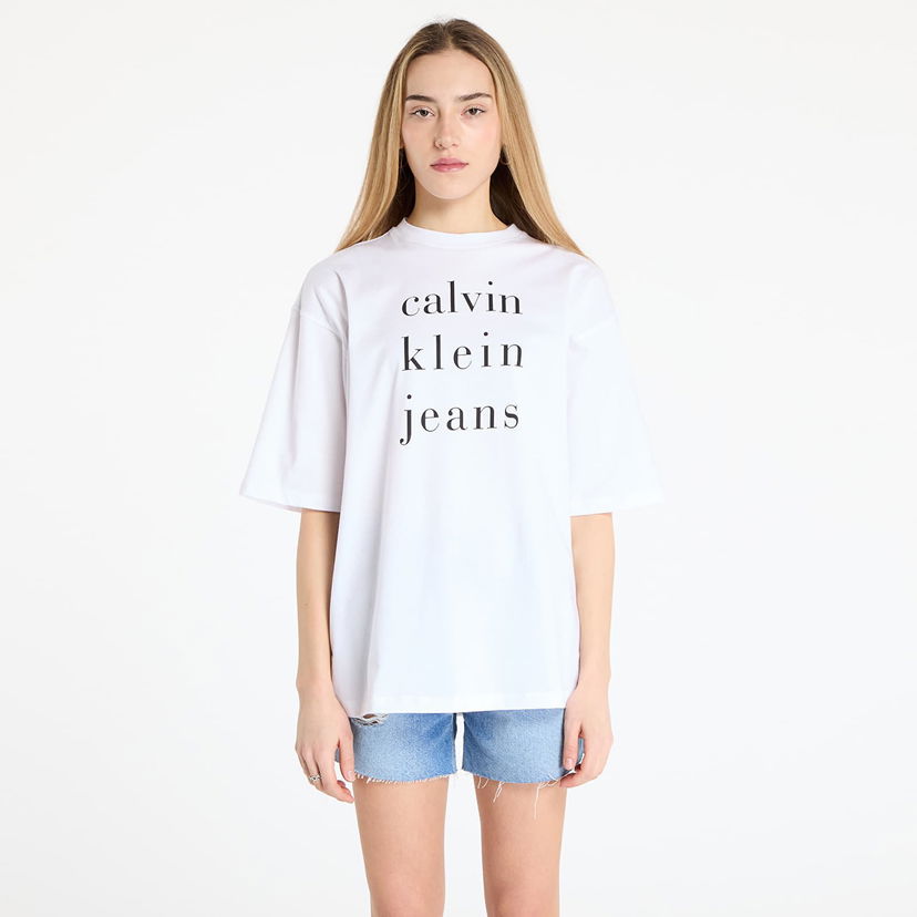 Majica CALVIN KLEIN Calvin Klein Jeans Short Sleeve Logo T-Shirt Bela | LV047B827G YAA