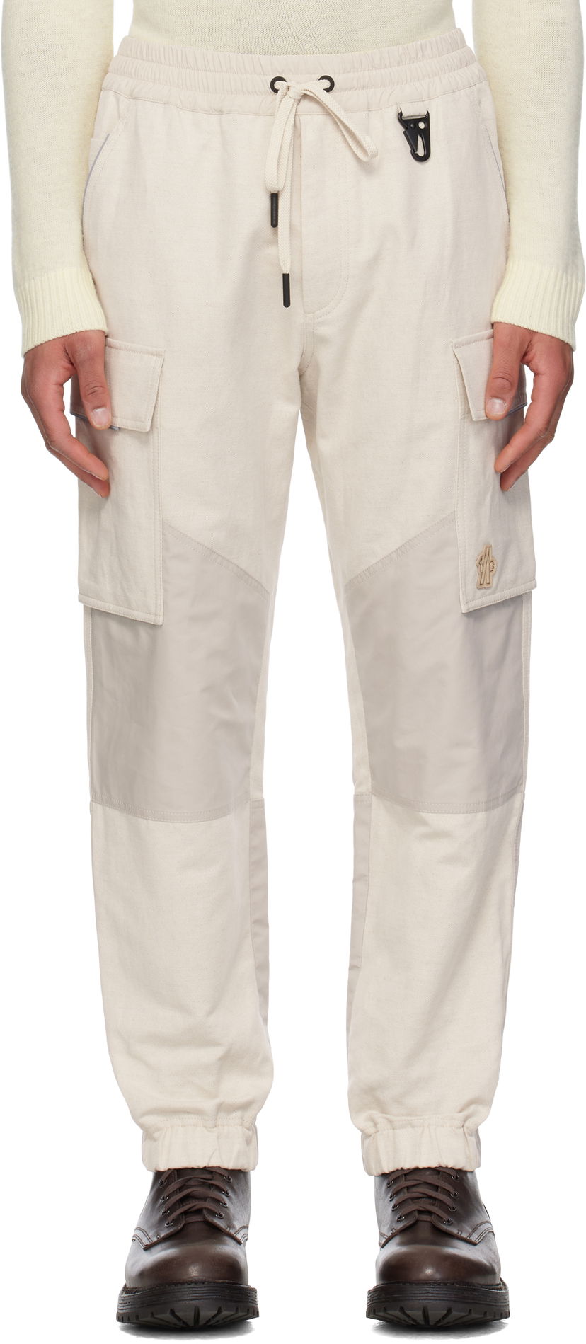 Cargo hlače Moncler Moncler Grenoble x FRGMT Hiroshi Fujiwara Cotton & Linen Jogging Cargo Pants Bež | K10972A00006598C3