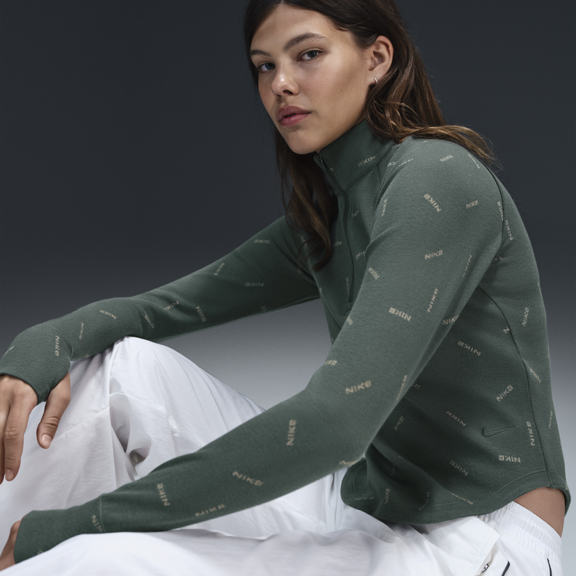 Majica Nike Long Sleeve T-Shirt Slim Fit With Zipper Zelena | FV7821-338