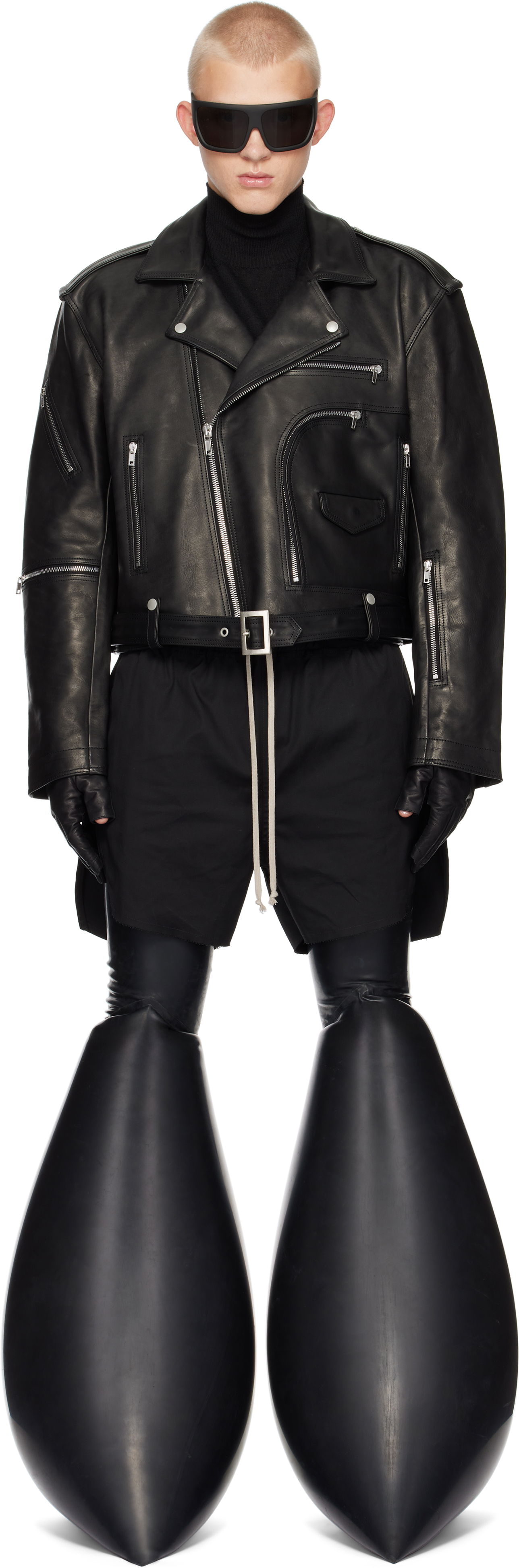 Jakna Rick Owens Cropped Jumbo Leather Jacket Črna | RR02D6717 LHOJP, 0