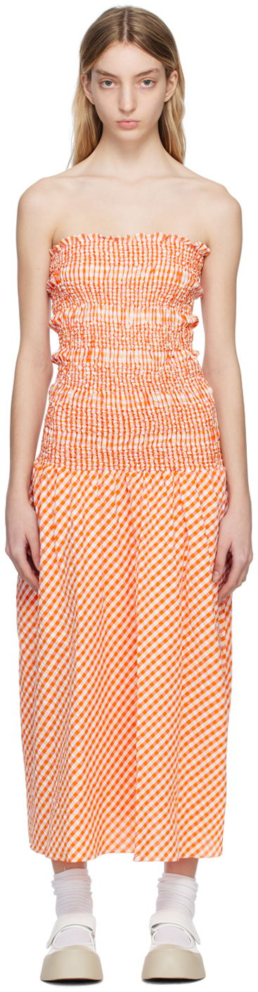 Obleke KENZO Paris Check Midi Dress Oranžna | FD52RO1079LN, 0