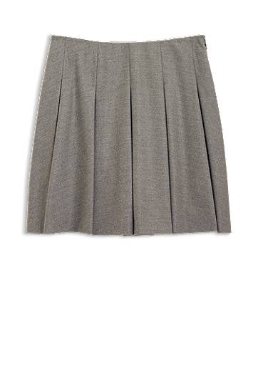 Krila BOSS Melange Stretch Flannel Pleated Mini Skirt Siva | 50547638