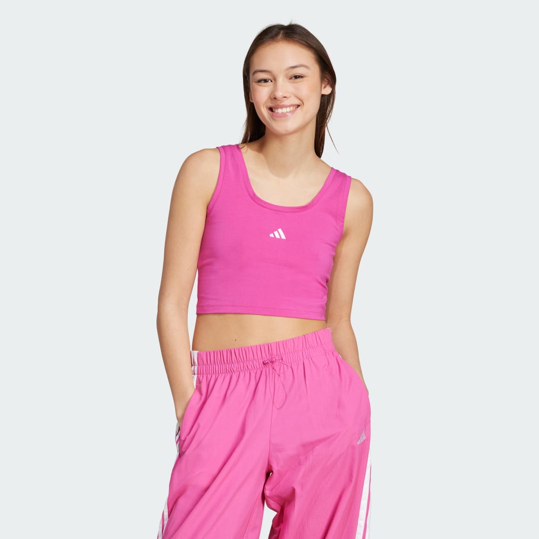 Majica brez rokavov adidas Performance Essentials Small Logo Cotton Crop Tank Top Roza | JP4792, 0