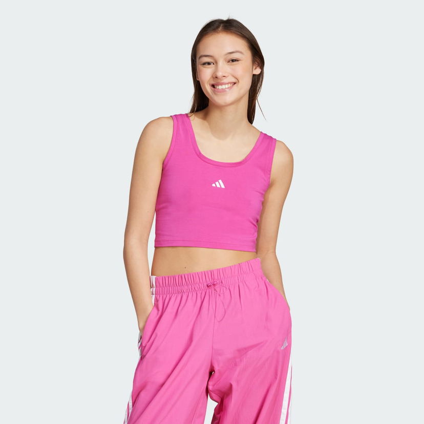 Majica brez rokavov adidas Performance Essentials Small Logo Cotton Crop Tank Top Roza | JP4792