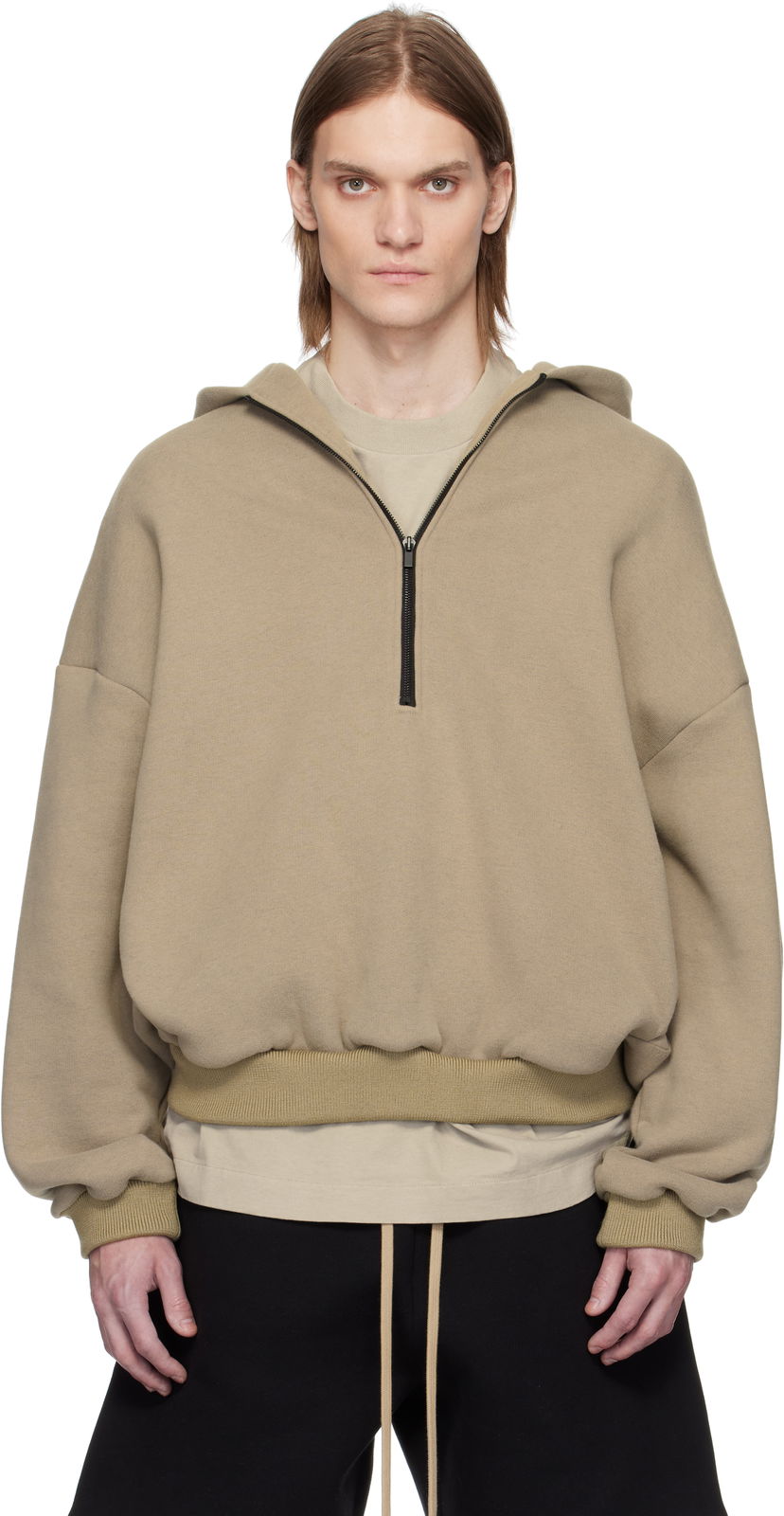 Pulover Fear of God Fear of God Fleece Half Zip Hoodie Bež | FGE250-513CCF