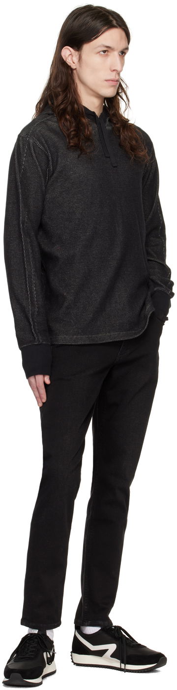 Pulover rag & bone Collin Textured Knit Hoodie Črna | MBC22HT024JQ24, 3