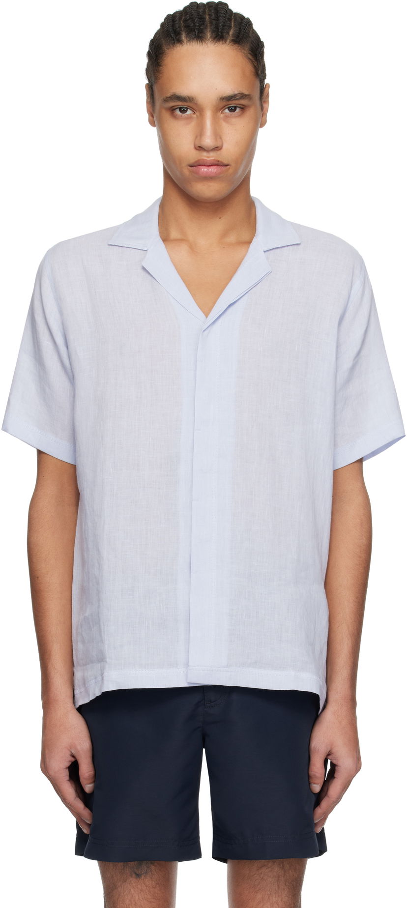 Srajce Orlebar Brown Orlebar Brown Maitan Linen Resort Shirt Modra | 279644