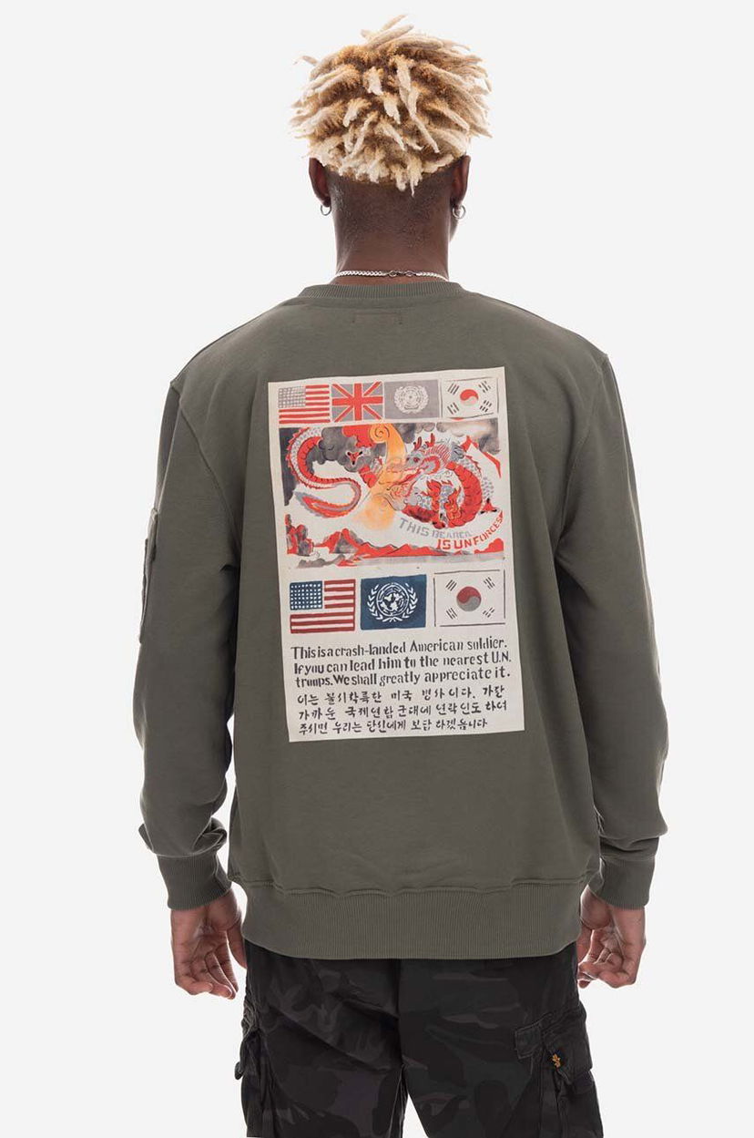 Pleteni pulover Alpha Industries Alpha Industries UN Forces Graphic Sweatshirt Zelena | 136300.142