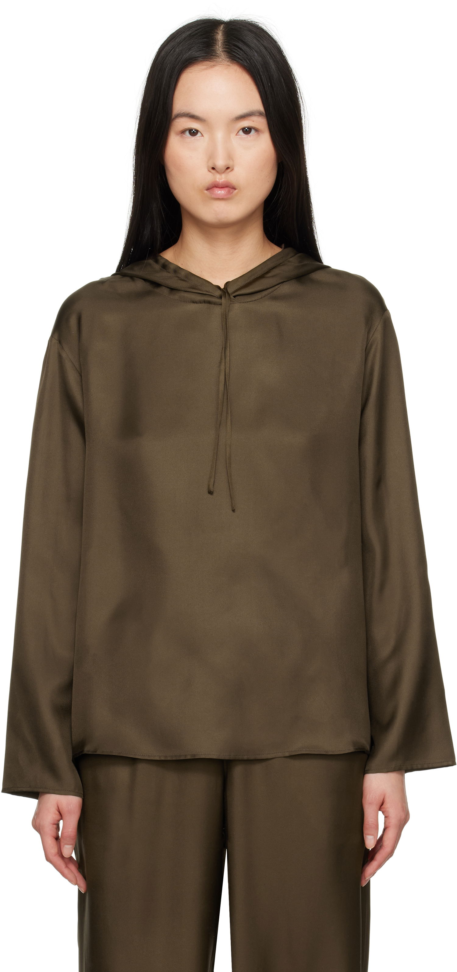 Pulover Loulou de Saison Loulou de Saison Nuka Silk Hoodie Zelena | NUKA, 0