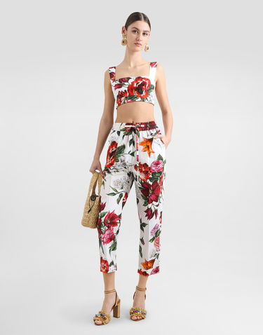 Krop-top Dolce & Gabbana Dolce & Gabbana Flower-Print Poplin Crop Top Večbarvna | F7U70THS5TQHA5PB, 1
