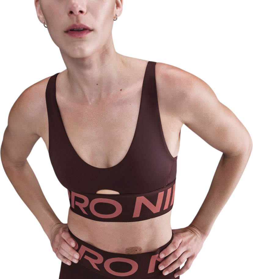 Modrček Nike Nike Pro Indy Plunge Medium Support Sports Bra Rjava | hf7324-652