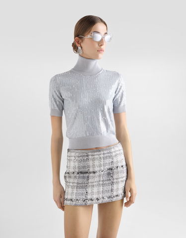 Pleteni pulover Dolce & Gabbana Sequin Embroidered Turtleneck Sweater Siva | FXW40ZJAIQ9N0040, 3