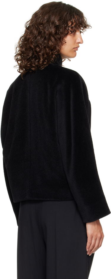 Jakna Max Mara Caladio Cropped Textured High Neck Button-Up Jacket Črna | 2526086091600, 2