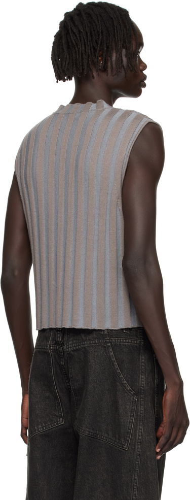 Pleteni pulover Eckhaus Latta Eckhaus Latta Ribbed Knit Vest Siva | 8025-EL-PF25-H, 2